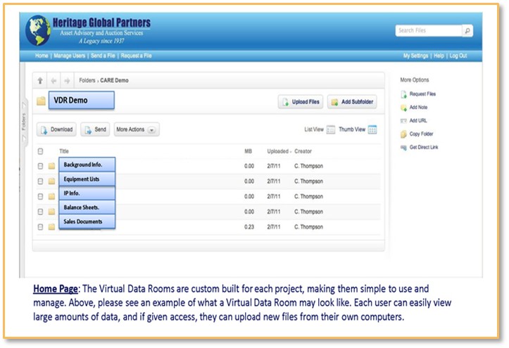 VDRVirtual Data Room  Liquidation Auction  Equipment Auctions  HGP 